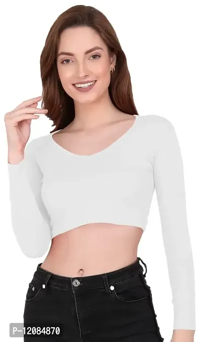 THE BLAZZE 1109 Women's V Neck Crop Top-thumb0