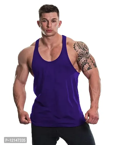 THE BLAZZE Stringer Gym Tank Top Vest/Vests for Mens Sports Wear (Navy, S)-thumb0