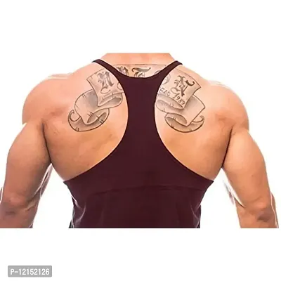 THE BLAZZE Men's Bodybuilding Gym Solid Color Tank Top Stringers (Large, Maroon)-thumb2