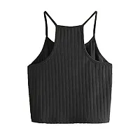 THE BLAZZE Women's Summer Basic Sexy Strappy Sleeveless Racerback Camisole Crop Top (Small, Black Black)-thumb3