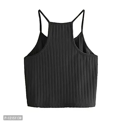 THE BLAZZE Women's Summer Basic Sexy Strappy Sleeveless Racerback Camisole Crop Top (Small, Black Black)-thumb4