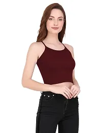 THE BLAZZE 1002 Women's Sleeveless Crop Tops Sexy Strappy Tees (Small(30"-32"), C - Maroon)-thumb3