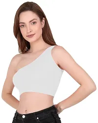 THE BLAZZE Women's Sleeveless Crop Tops Sexy Strappy Tees (Large, White)-thumb2