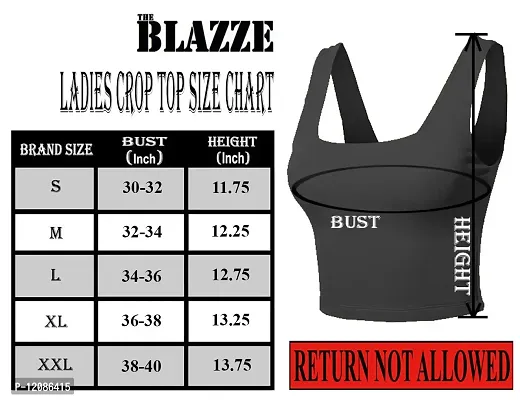 THE BLAZZE 1044 Crop Tops for Women (Small, Prussian Blue)-thumb5