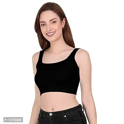 THE BLAZZE 1044 Women's Summer Basic Sexy Strappy Sleeveless Crop Top (X-Large, Black)-thumb4