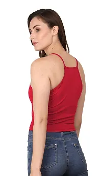 AD2CART A1584 Women's Lycra Stretchy Casual Solid Square Neck Sleeveless Crop Tops for Women-thumb2