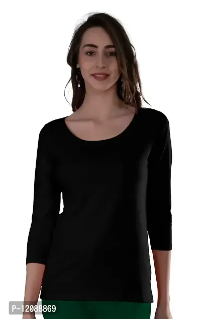 AD2CART A5017 Women's Scoop Neck 3/4 Sleeve T-Shirt for Women