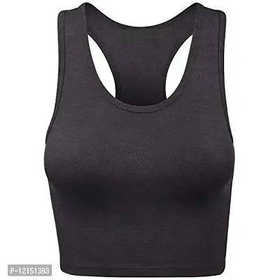 THE BLAZZE Women's Cotton Racerback Basic Crop Tank Tops (XX-Large, Charcoal Melange)-thumb0