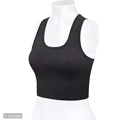 THE BLAZZE Women's Cotton Racerback Basic Crop Tank Tops (XX-Large, Charcoal Melange Charcoal Melange)-thumb5