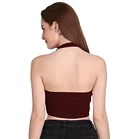 THE BLAZZE 1294 Halter Neck Crop Top for Women (X-Small, Maroon)-thumb1