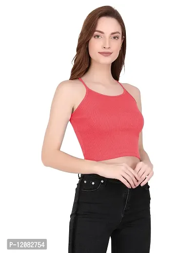 THE BLAZZE 1002 Women's Summer Basic Sexy Strappy Sleeveless Racerback Camisole Crop Top (Large(34?-36""), R - Dark Rose)-thumb3