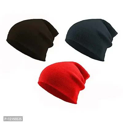 THE BLAZZE 2015 Unisex Winter Caps Pack Of 3 (Pack Of 3, Black,Grey,White)