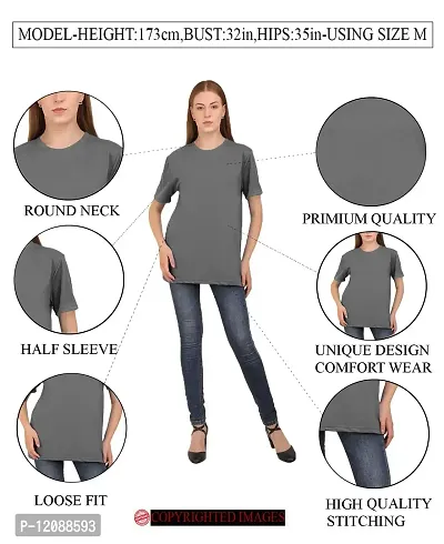 The BLAZZE 1582 Women's Oversize Casual Stylish Round Neck Cotton Half Sleeve Loose Realxed Fit Boyfriend Attractive Oversized T-Shirts for Women-thumb4