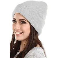 THE BLAZZE 2015 Winter Beanie Cap for Men and Women's (Free Size, White)-thumb1