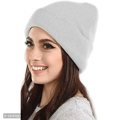 THE BLAZZE 2015 Winter Beanie Cap for Men and Women's (Free Size, White)-thumb2