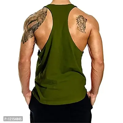 THE BLAZZE Men's Sleeveless T-Shirt Gym Tank Gym Tank Stringer Tank Tops Gym Vest Muscle Tee Gym Vest Vests Men Vest for Men T-Shirt for Men's (Large(38?-40), Beast Army Green)-thumb2