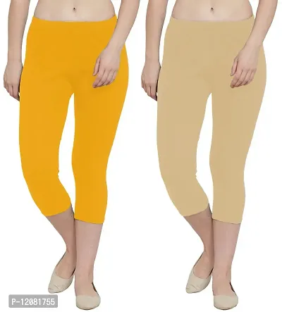 Buy THE BLAZZE 1603 Yoga Pants Capri Leggings for Women Workout Leggings  for Women Yoga Capris Combo Pack of 2 (Small, Yellow,Beige) Online In India  At Discounted Prices