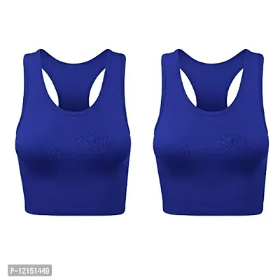 THE BLAZZE Women's Cotton Racerback Basic Crop Tank Tops (Large, Royal Blue Royal Blue)