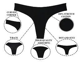 THE BLAZZE 1011 Women's Thong Low Rise Sexy Solid G-String Thong Bikini T-String Sexy Lingerie Panties Briefs(L,Combo_04)-thumb3