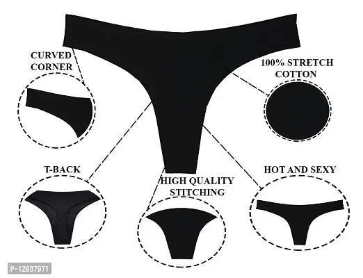 THE BLAZZE 1011 Women's Thong Low Rise Sexy Solid G-String Thong Bikini T-String Sexy Lingerie Panties Briefs(L,Combo_04)-thumb4