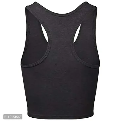 THE BLAZZE Women's Cotton Racerback Basic Crop Tank Tops (Medium, Charcoal Melange)-thumb3