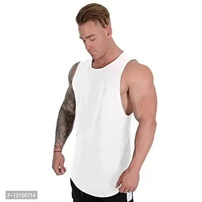 THE BLAZZE 0023 Men's Gym Tank Top (L, White)-thumb3