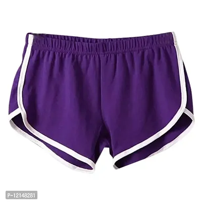 THE BLAZZE Women Sports Shorts Gym Workout Yoga Short Pack of 2 (L, Green+Purple)-thumb3