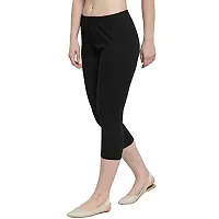 THE BLAZZE 1603 Women's Cotton Churidar Leggings (Small, Black)-thumb2