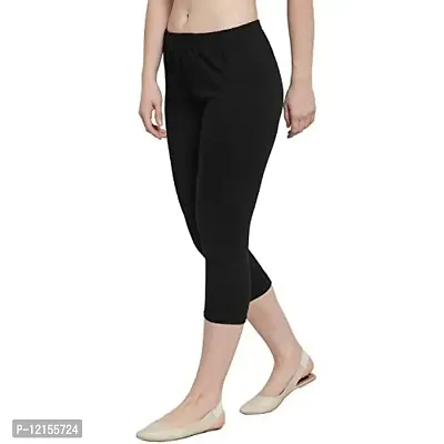 THE BLAZZE 1603 Women's Cotton Churidar Leggings (Small, Black)-thumb3