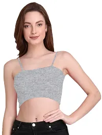 THE BLAZZE 1290 Women's Sleeveless Crop Tops Sexy Strappy Tees (XX-Large, Grey)-thumb4