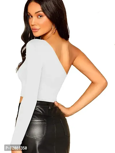 THE BLAZZE 1501 Crop Top for Women (Large, White)