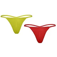 THE BLAZZE 1014 Women's Thong Low Rise Sexy Solid G-String Thong Bikini T-String Sexy Lingerie Panties Briefs (Pack of 2) (M,Color_02)-thumb1