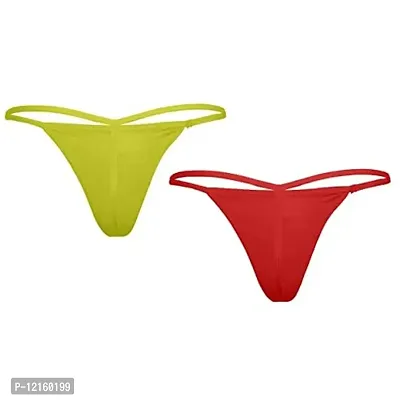 THE BLAZZE 1014 Women's Thong Low Rise Sexy Solid G-String Thong Bikini T-String Sexy Lingerie Panties Briefs (Pack of 2) (M,Color_02)-thumb2