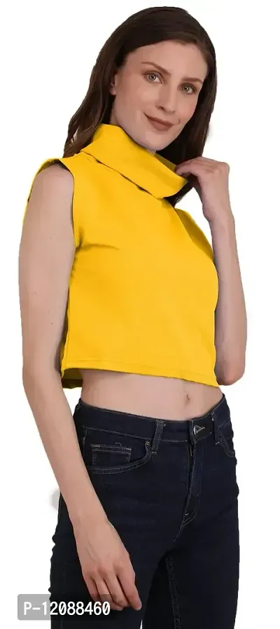 THE BLAZZE 1344 Women's Basic High Neck Sleeveless Crop Top-thumb4