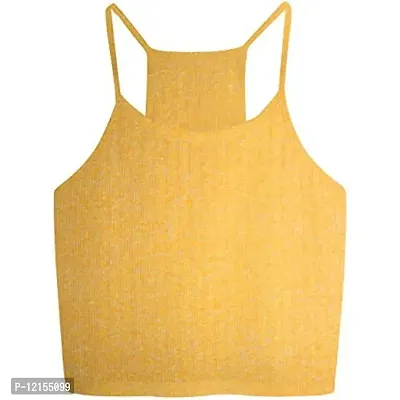 THE BLAZZE 1002 Women's Sleeveless Crop Tops Sexy Strappy Tees (Medium(32-34), O - Mustard Yellow)-thumb0