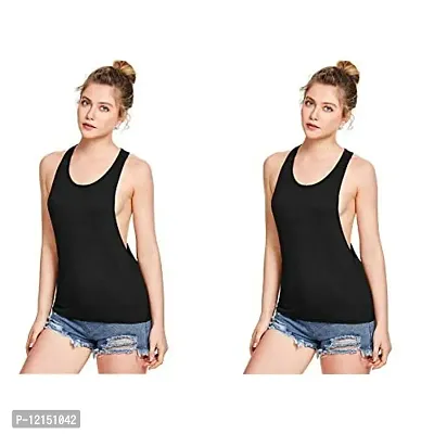 THE BLAZZE Women's Sleeveless Loose Fit Racerback Yoga Workout Tank Top (S, Black+Black)