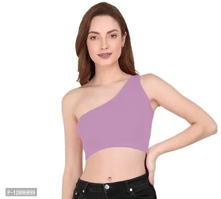 THE BLAZZE Womens Sleeveless Crop Tops Sexy Strappy Tees (Large, Lilac)-thumb5