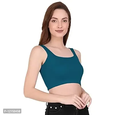 THE BLAZZE 1044 Women's Summer Basic Sexy Strappy Sleeveless Crop Top's (X-Large, Prussian Blue)-thumb4