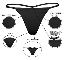 THE BLAZZE 1014 Women's Thong Low Rise Sexy Solid G-String Thong Bikini T-String Sexy Lingerie Panties Briefs (Pack of 2)-thumb2