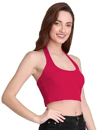 THE BLAZZE 1294 Women's Crop Top (Small, Dark Pink)-thumb3