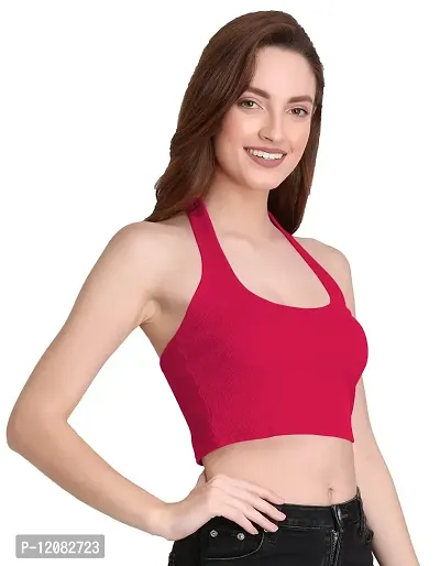 THE BLAZZE 1294 Women's Crop Top (Small, Dark Pink)-thumb4