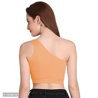 THE BLAZZE Womens Sleeveless Crop Tops Sexy Strappy Tees (X-Small, Orange)-thumb2