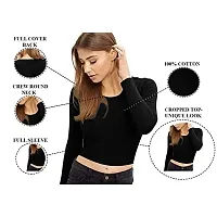 THE BLAZZE 1128 Sexy Women's Crew Neck Full Sleeve Tank Crop Tops Bustier Bra Vest Shorts Crop Top Bralette Blouse Top (Small, White)-thumb4