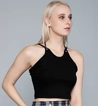 AD2CART A1675 Women's Basic Solid U Halter Neck Crop Top for Women Stylish Western-thumb2