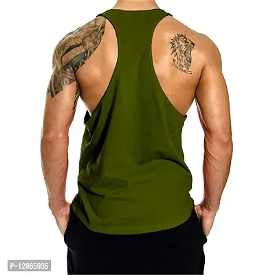 THE BLAZZE Men's Bodybuilding Gym Solid Color Tank Top Stringers-thumb3