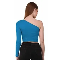 THE BLAZZE 1289 One Shoulder Tops for Women (Medium, Turquoise Blue)-thumb2