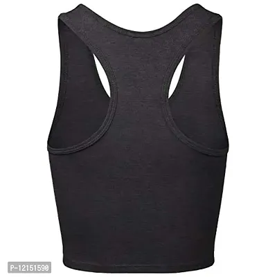 THE BLAZZE Women's Cotton Racerback Basic Crop Tank Tops (X-Large, Charcoal Melange Charcoal Melange)-thumb4