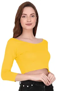 THE BLAZZE 1304 Sexy Women's Cotton Scoop Neck Full Sleeve Tank Crop Tops Bustier Bra Vest Crop Top Bralette Readymade Saree Blouse for Women's-thumb2