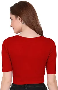 THE BLAZZE 1055 Women's Full Sleeve Crop Tops Sexy Strappy Tees (Large, Red)-thumb2