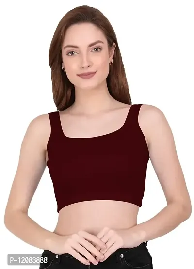 THE BLAZZE 1044 Women's Summer Basic Sexy Strappy Sleeveless Crop Top's (Large, Maroon)-thumb1